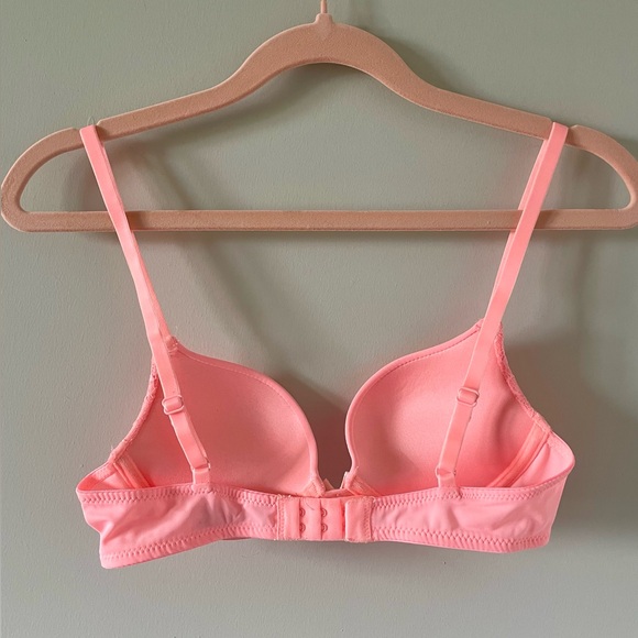 Forever 21 Push-Up Bra - Lace Detail - Neon Light Pink - 32B - Picture 3 of 8
